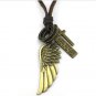 men Genuine Leather Adjustable chain necklaces WING Pendant best gifts TWO COLORS