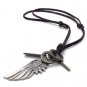 men Genuine Leather Adjustable chain necklaces WING Pendant best gifts TWO COLORS