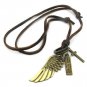 men Genuine Leather Adjustable chain necklaces WING Pendant best gifts TWO COLORS