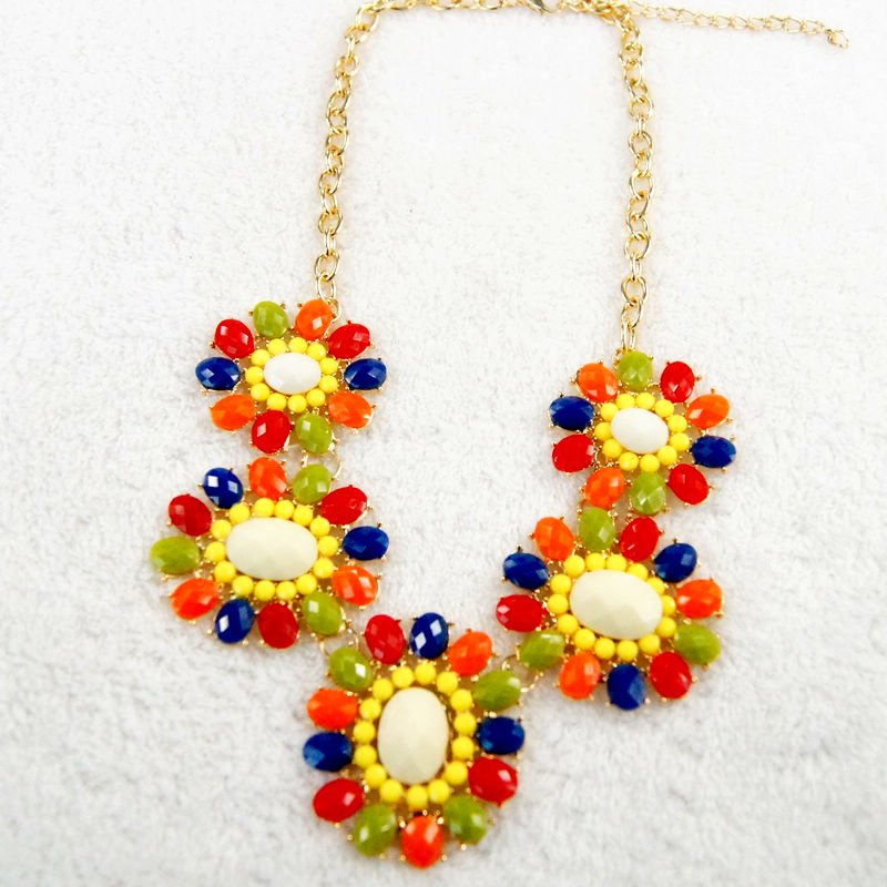 chunk bib colorful flower pendants necklaces for women wholesale price kC8-231