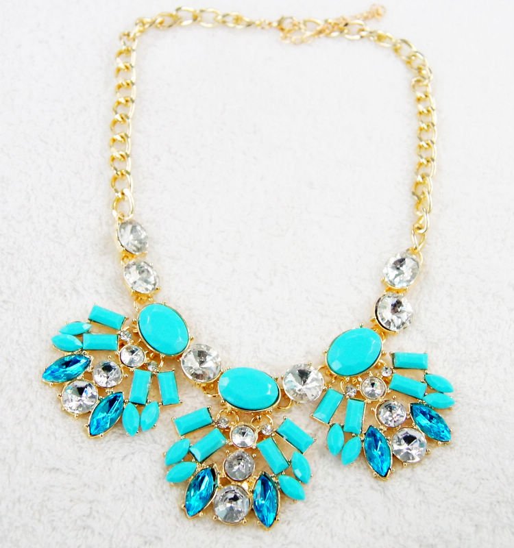 fashion jewelry charm necklaces blue flower pendants for women gifts for her