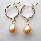 Pearl Jewelry 100% natural Pearl hoop Earrings  plated sterling silver for women