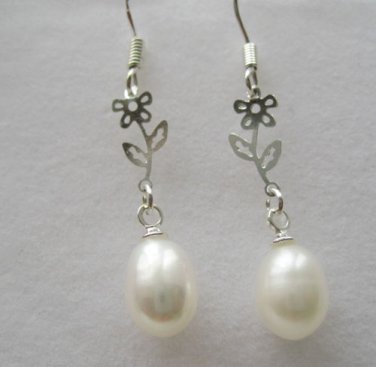 100% natural Pearl drop Earrings sterling silver Ear hook for women gifts for her