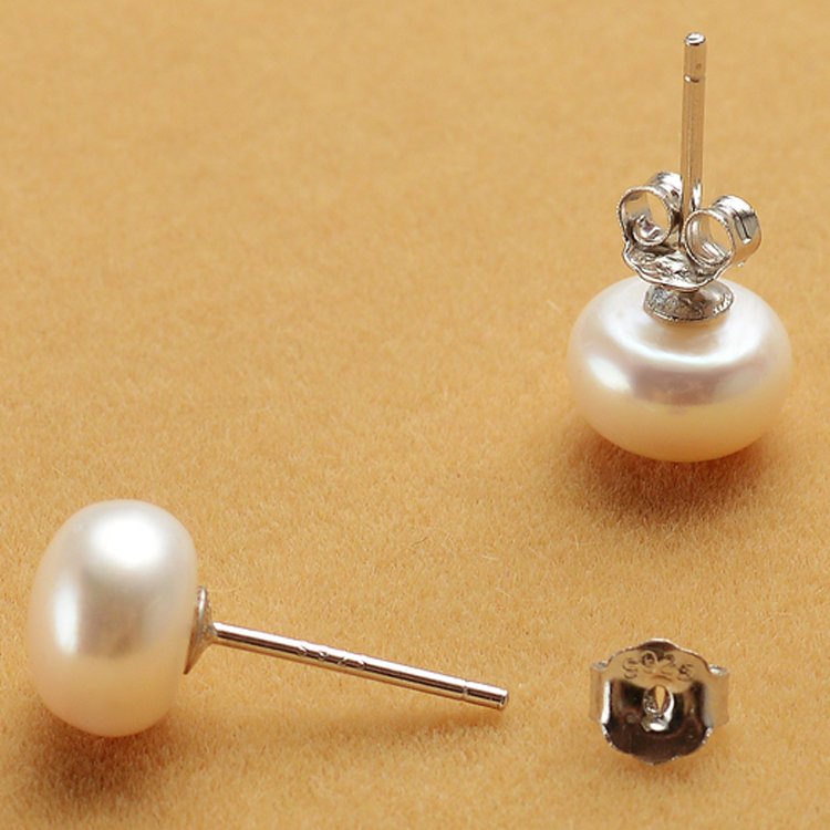 100% natural pearl stud earrings sterling silver studs for women gifts for her