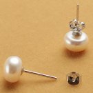 100% natural pearl stud earrings  sterling silver studs for women gifts for her