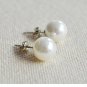 100% natPearl Studs earring- 8mm - Sterling Silver for women