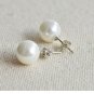 100% natPearl Studs earring- 8mm - Sterling Silver for women