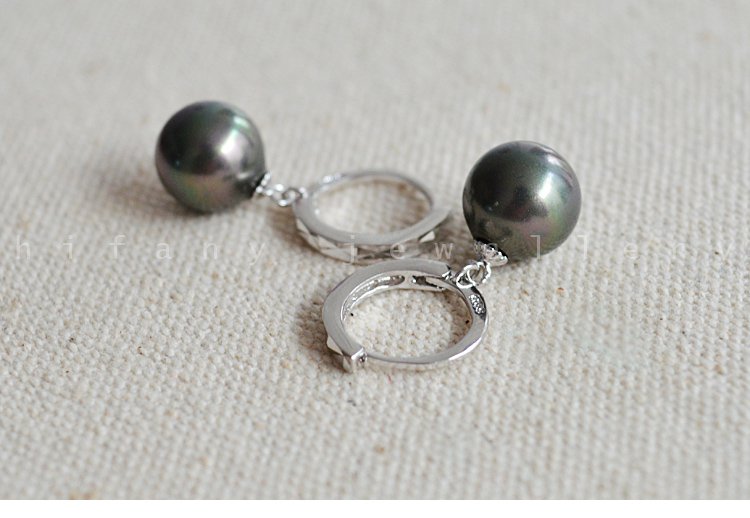 Natural 10MM pearl 925 sterling silver hoop earring for womens