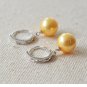 Natural 10MM pearl 925 sterling silver hoop earring for womens