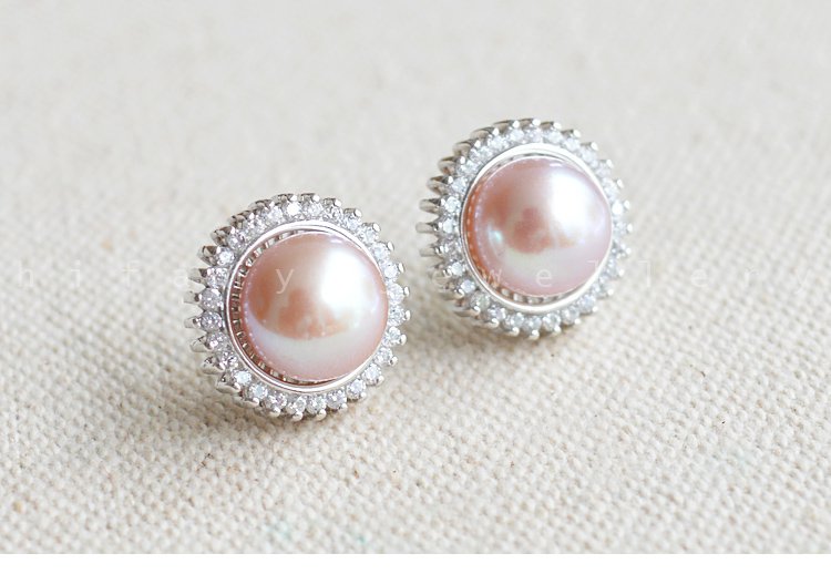 925 sterling silver Crystal pearl studs earring for women