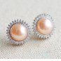 925 sterling silver Crystal pearl studs earring for women