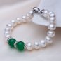 AAA+ fashion jewelry 9-10mm Freshwater charm Bracelet with green Agate for women gifts