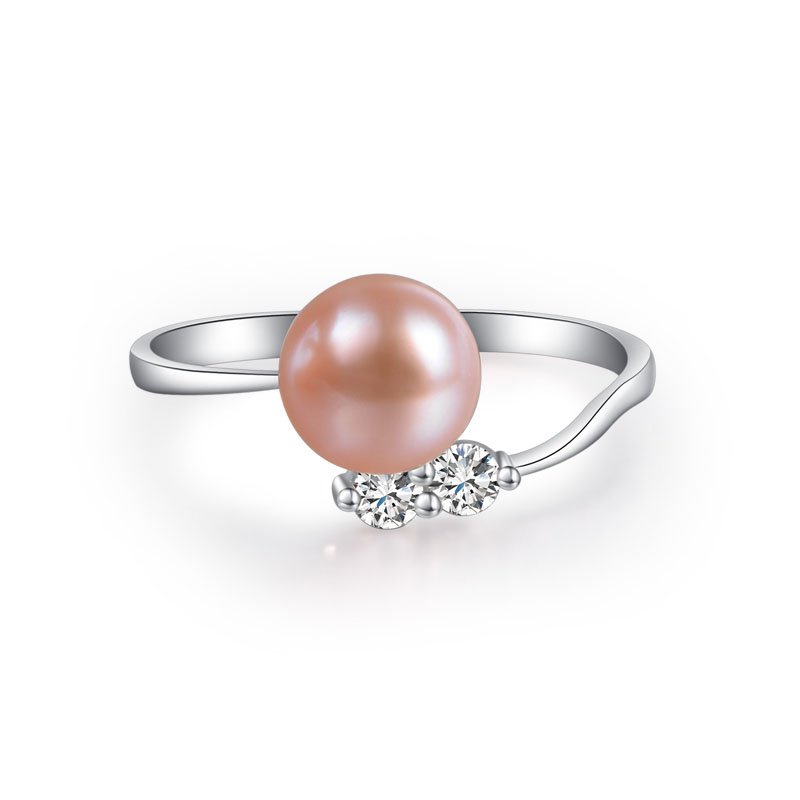 AAA+ fashion jewelry 7-8mm Freshwater pearl rings with 925 sterling silver for women