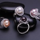 AAA+ fashion jewelry 11-12mm Freshwater pearl rings with 925 sterling silver for women