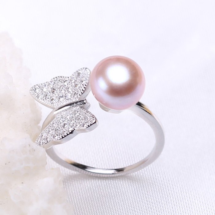 AAA+ fashion jewelry 8-9mm Freshwater pearl rings with 925 sterling silver for women