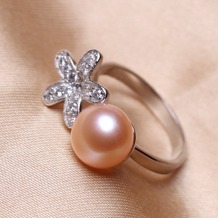 AAA+ fashion jewelry 9-10mm Freshwater pearl rings with 925 sterling silver for women