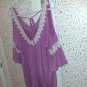 Pink Crochet Trim Crinkled Cold Shoulder Top 2XL