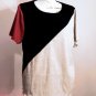 Tricolor Ribbed Knit Stretchy Knit Top 2X