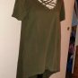 Cage Style Dark Green High Low Tunic 1X