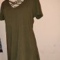 Cage Style Dark Green High Low Tunic 1X