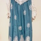 Lace Trim Banded V Neck Flared Sleeve Shift Dress M
