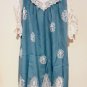 Lace Trim Banded V Neck Flared Sleeve Shift Dress M