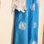 Lace Trim Banded V Neck Flared Sleeve Shift Dress M