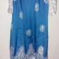 Lace Trim Banded V Neck Flared Sleeve Shift Dress M