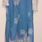 Lace Trim Banded V Neck Flared Sleeve Shift Dress M