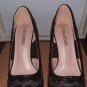 Mesh and Faux Leather Scalloped Shimmering Look Open Toe Pumps  Womens Shoes 9
