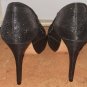 Mesh and Faux Leather Scalloped Shimmering Look Open Toe Pumps  Womens Shoes 9