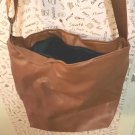 Brown Leatherlike Tote Bag With Ribbon Look Strap