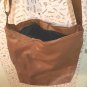 Brown Leatherlike Tote Bag With Ribbon Look Strap