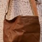 Brown Leatherlike Tote Bag With Ribbon Look Strap