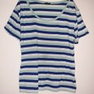 Multicolored Stripes Scoop Neck Wonen's Tee Shirt  2X