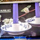 Baker Hart & Stuart Blue Garden Fine Ceramic Saucer Style Candleholder Set