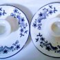 Baker Hart & Stuart Blue Garden Fine Ceramic Saucer Style Candleholder Set