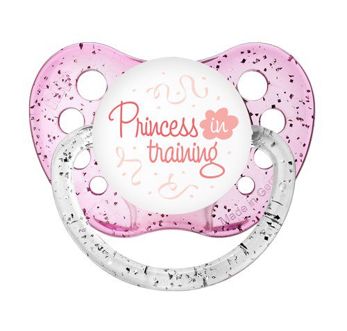 Princess In Training Pacifier - Ulubulu Paci - 6+ months - Glitter Pink Binky - Sparkle Dummy