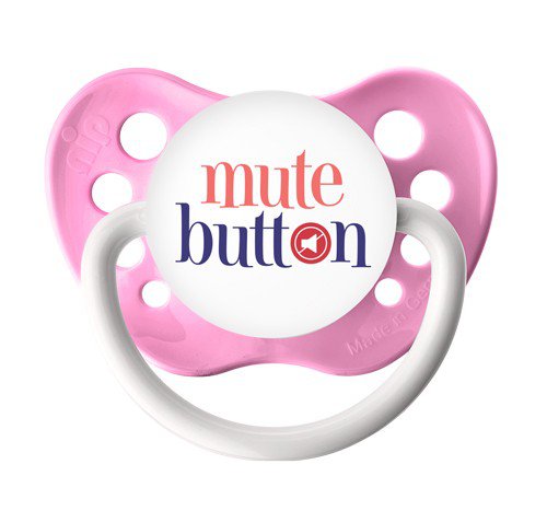 Mute Button Binky - Ulubulu Pacifier - 6+ months - Baby Girl Soother - Pink Dummy