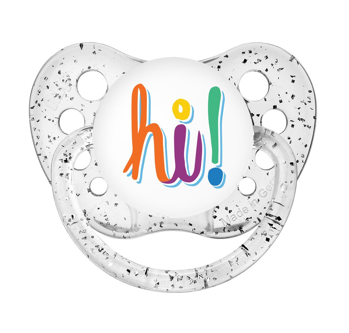 Hi Pacifier - 6+ months - Glitter Clear Paci - Unisex - Ulubulu Binky - Hi Binky