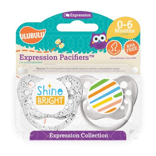Shine Bright Pacifier and Stripes Pacifier Set - 0-6 months - Unisex - Ulubulu - Set of 2 Binkies