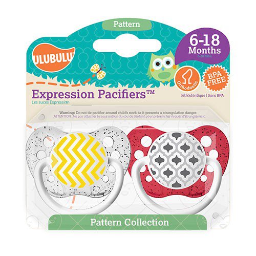 Yellow Chevron Pacifier and Red Moroccan Pacifier Set - 6+ months - Unisex - Ulubulu