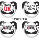 Rock Pacifier Set - Unisex - Black - Includes 4 Pacifiers- Alternative Baby Gift