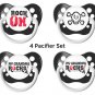 Rock Pacifier Set - Unisex - Black - Includes 4 Pacifiers- Alternative Baby Gift