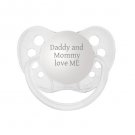 Daddy and Mommy love ME Baby Pacifier - Clear - Unisex - NUK Binky - 0-6 Months