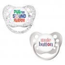 Pull To Sound Alarm and White Mute Button Pacifier - 0-18 months - Unisex- Ulubulu