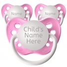 3 Pink Personalized Pacifiers - 0-18 months - Ulubulu - Name Soothers- 3 Baby Binkies
