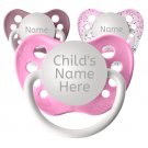 Pink Personalized Pacifiers - 0-18 months - Ulubulu - Pink, Glitter Pink and Dusty Pink