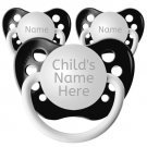 3 Black Personalized Pacifiers - 0-18 months - Ulubulu - Baby Binkies with Name