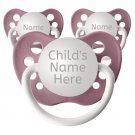 3 Dusty Rose Personalized Pacifiers Set - 0-18 months - Ulubulu - Name Pacifier